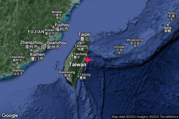 Severo Terremoto M5.5 epicentro Taiwan [Sea] alle 02:11:29 (00:11:29 UTC)