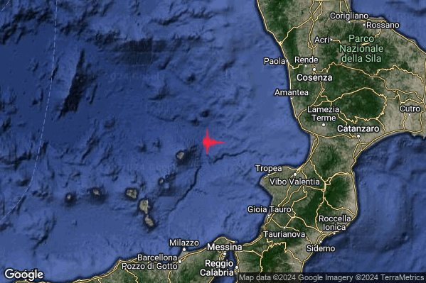 Lieve Terremoto M2.2 epicentro Tirreno Meridionale (MARE) alle 07:46:01 (05:46:01 UTC)