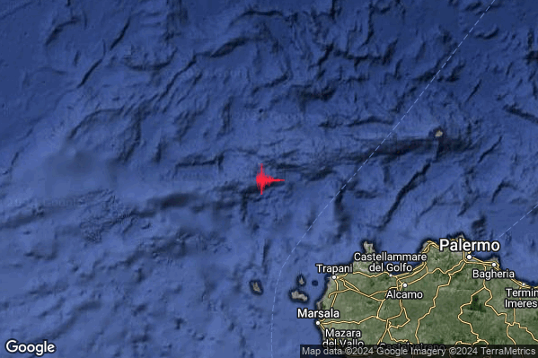 Lieve Terremoto M2.2 epicentro Tirreno Meridionale (MARE) alle 03:58:28 (01:58:28 UTC)