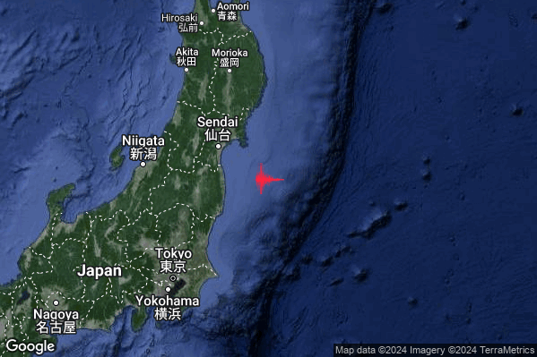 Violento Terremoto M6.2 epicentro Off east coast of Honshu Japan [Sea: Japan] alle 05:16:30 (03:16:30 UTC)