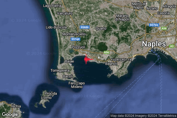 Leggero Terremoto M3.2 epicentro Campi Flegrei alle 07:33:01 (05:33:01 UTC)