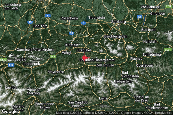 Leggero Terremoto M3.1 epicentro Confine Austria-Germania (AUSTRIA GERMANIA) alle 13:28:08 (11:28:08 UTC)