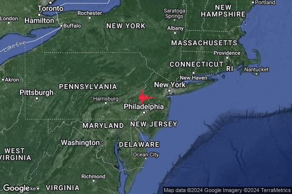 Forte Terremoto M4.8 epicentro Pennsylvania United States [Land: United States] alle 16:23:24 (14:23:24 UTC)