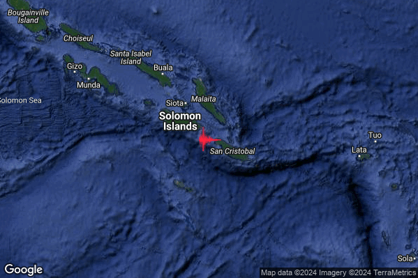 Violento Terremoto M5.9 epicentro Solomon Is. [Sea] alle 17:59:20 (15:59:20 UTC)