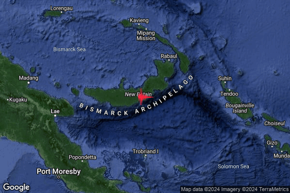 Estremo Terremoto M6.4 epicentro Papua New Guinea [Land] alle 22:56:30 (20:56:30 UTC)