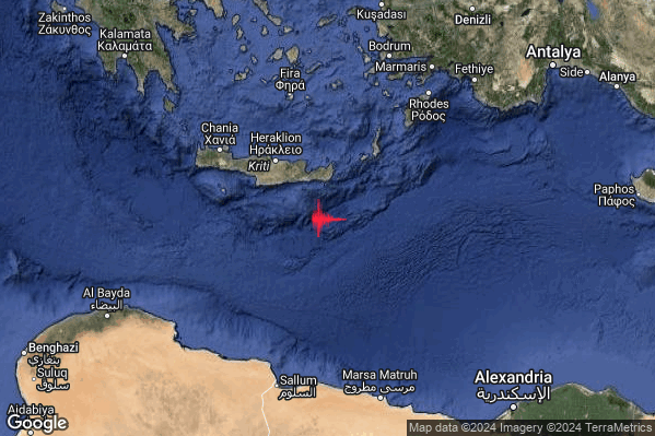 Intenso Terremoto M4.6 epicentro Crete Greece [Sea: Greece] alle 08:06:30 (06:06:30 UTC)