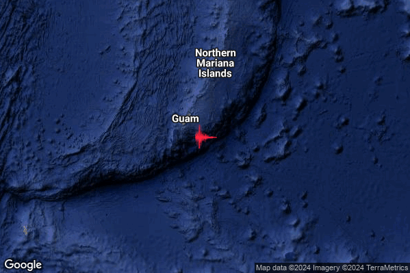 Severo Terremoto M5.6 epicentro Northern Mariana Islands-Guam [Sea] alle 16:58:58 (14:58:58 UTC)