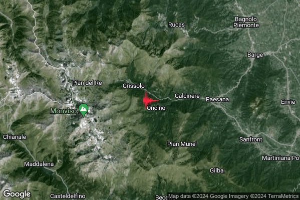 Lieve Terremoto M2.2 epicentro 1 km NW Oncino (CN) alle 04:53:59 (02:53:59 UTC)