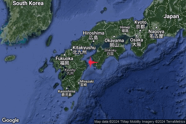 Violento Terremoto M6.1 epicentro Shikoku Japan [Sea: Japan] alle 16:14:47 (14:14:47 UTC)