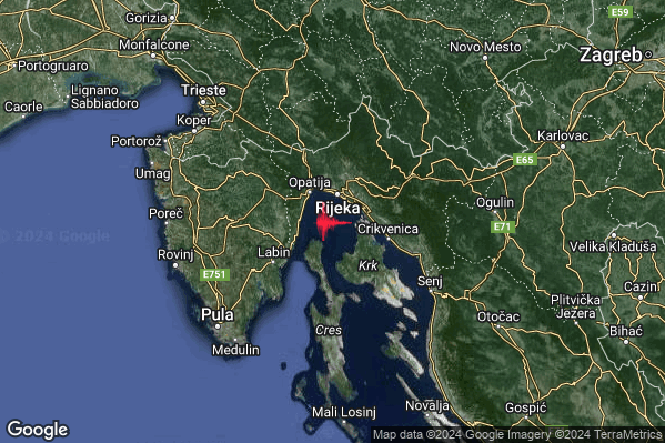 Lieve Terremoto M2.0 epicentro Costa Croata Settentrionale (CROAZIA) alle 02:37:26 (00:37:26 UTC)