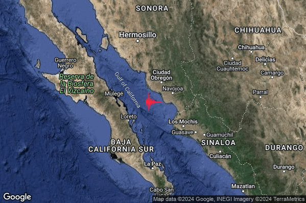 Severo Terremoto M5.5 epicentro Gulf of California Mexico [Sea: Mexico] alle 09:39:49 (07:39:49 UTC)