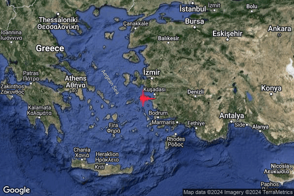 Intenso Terremoto M4.5 epicentro Dodecanese Islands Greece [Land: Greece] alle 10:02:23 (08:02:23 UTC)