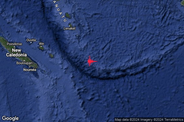 Severo Terremoto M5.6 epicentro New Caledonia [Sea] alle 11:18:02 (09:18:02 UTC)