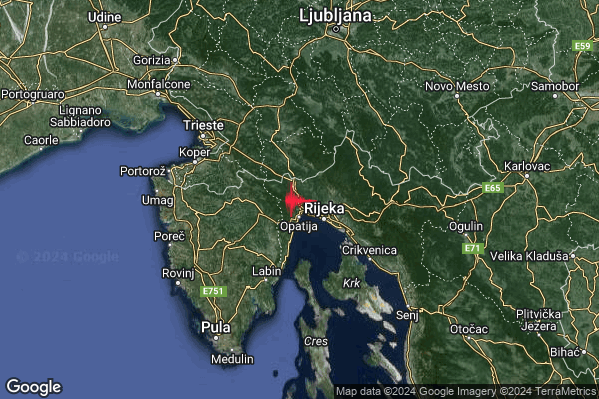 Lieve Terremoto M2.2 epicentro Confine Slovenia-Croazia (SLOVENIA CROAZIA) alle 12:24:12 (10:24:12 UTC)