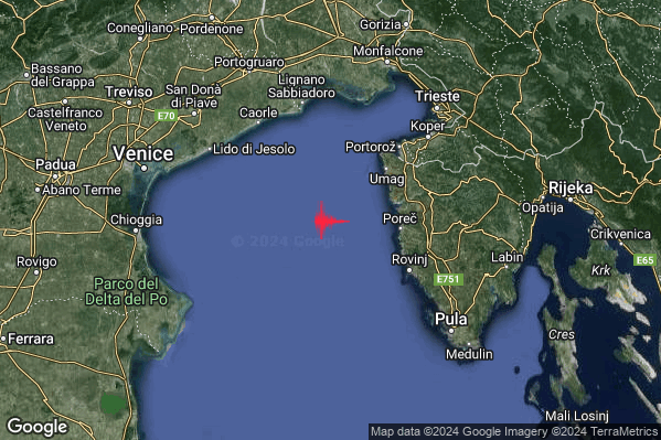 Lieve Terremoto M2.0 epicentro Adriatico Settentrionale (MARE) alle 18:49:31 (16:49:31 UTC)