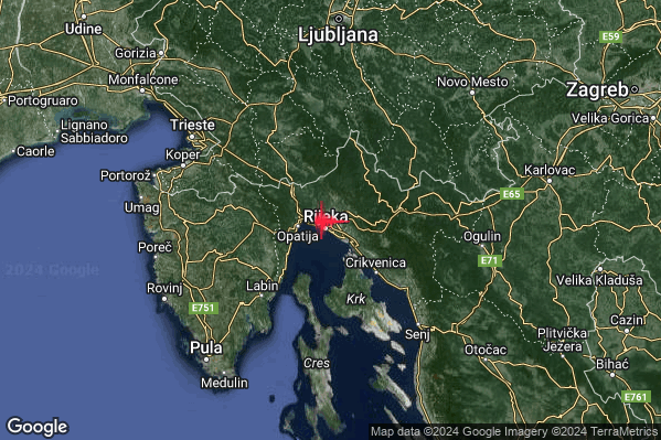 Moderato Terremoto M3.3 epicentro Costa Croata Settentrionale (CROAZIA) alle 19:25:14 (17:25:14 UTC)