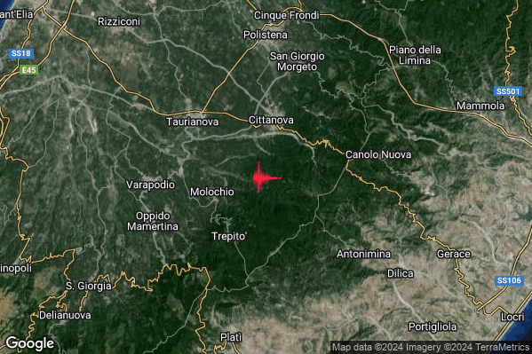 Lieve Terremoto M2.0 epicentro 4 km E Molochio (RC) alle 20:49:41 (18:49:41 UTC)