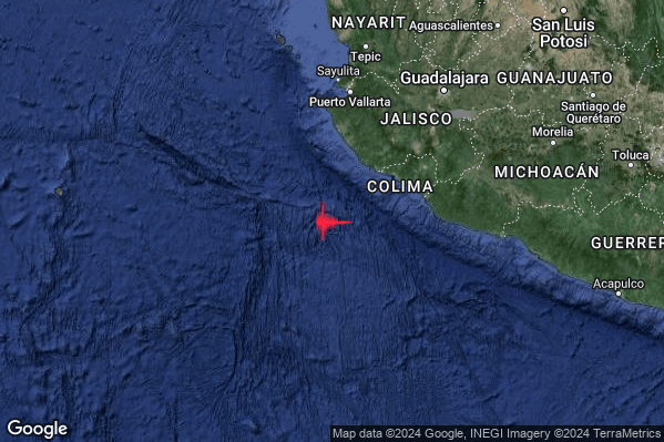 Severo Terremoto M5.5 epicentro Off coast of Jalisco Mexico [Sea: Mexico] alle 21:05:17 (19:05:17 UTC)