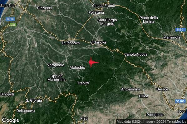 Lieve Terremoto M2.0 epicentro 3 km E Molochio (RC) alle 13:00:52 (11:00:52 UTC)