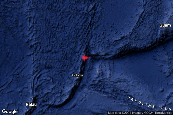 Severo Terremoto M5.5 epicentro Western Caroline Islands Micronesia [Sea: Micronesia] alle 14:22:53 (12:22:53 UTC)