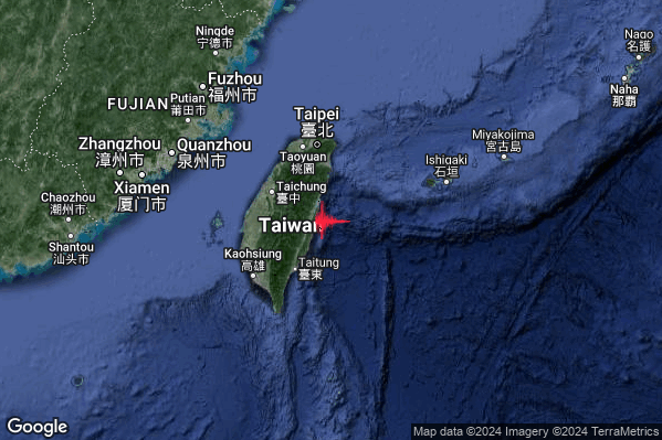 Violento Terremoto M6.3 epicentro Taiwan [Sea] alle 20:26:55 (18:26:55 UTC)