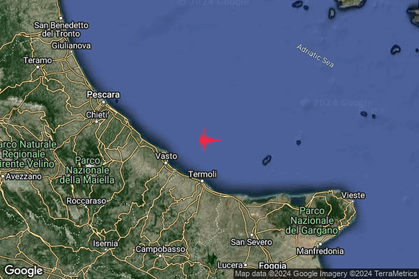 Debole Terremoto M2.7 epicentro Costa Molisana (Campobasso) alle 16:22:07 (14:22:07 UTC)