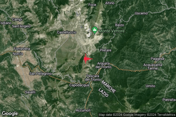 Lieve Terremoto M2.1 epicentro 3 km W Arquata del Tronto (AP) alle 18:03:49 (16:03:49 UTC)