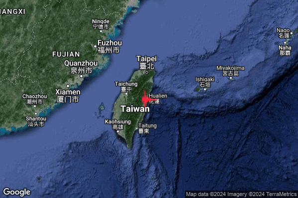 Violento Terremoto M5.8 epicentro Taiwan [Sea] alle 20:21:21 (18:21:21 UTC)