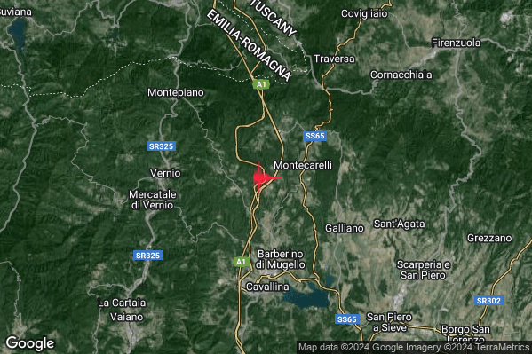 Debole Terremoto M2.3 epicentro 5 km N Barberino di Mugello (FI) alle 03:17:56 (01:17:56 UTC)