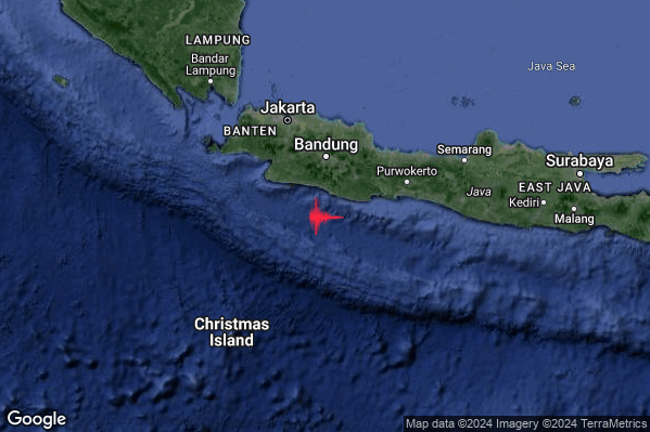 Violento Terremoto M6.1 epicentro Jawa Indonesia [Sea: Indonesia] alle 18:29:48 (16:29:48 UTC)
