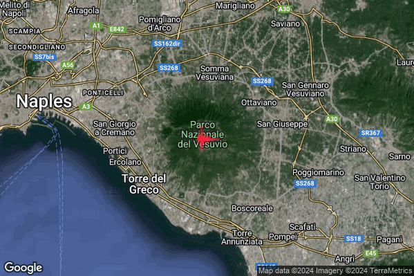 Leggero Terremoto M3.1 epicentro Vesuvio alle 05:55:50 (03:55:50 UTC)