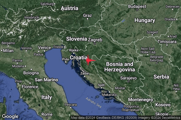 Distinto Terremoto M4.1 epicentro Croatia [Land] alle 19:03:51 (17:03:51 UTC)