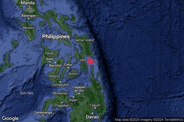 Violento Terremoto M5.8 epicentro Philippines [Sea] alle 12:16:25 (10:16:25 UTC)