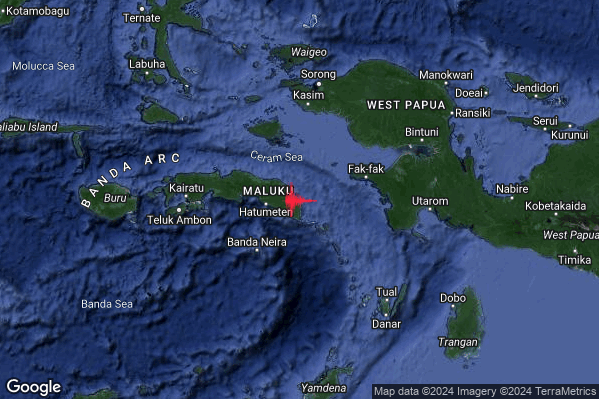 Violento Terremoto M5.7 epicentro Seram Indonesia [Sea: Indonesia] alle 22:37:12 (20:37:12 UTC)