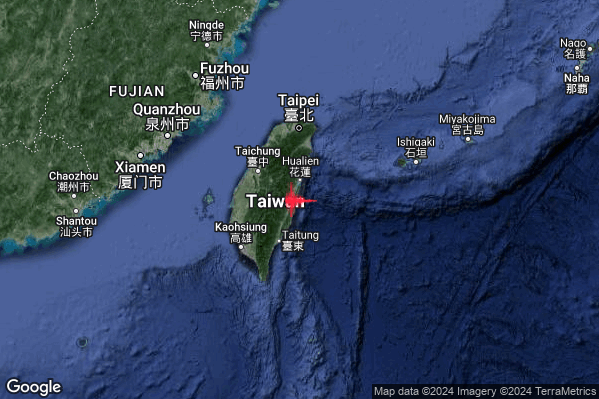 Violento Terremoto M5.8 epicentro Taiwan [Sea] alle 11:45:30 (09:45:30 UTC)