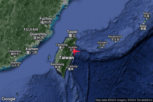 Violento Terremoto M5.8 epicentro Taiwan [Sea] alle 09:45:21 (07:45:21 UTC)