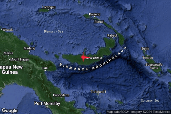 Severo Terremoto M5.6 epicentro Papua New Guinea [Land] alle 19:15:51 (17:15:51 UTC)