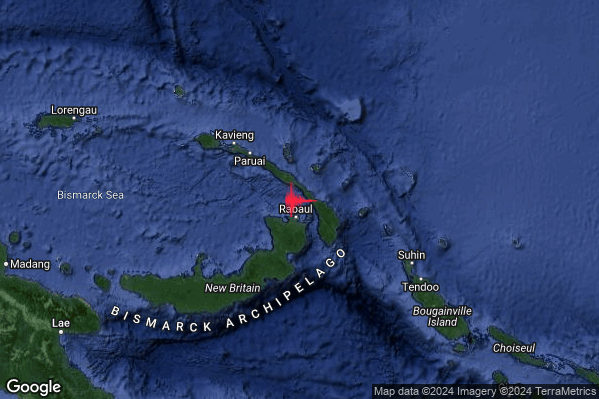 Violento Terremoto M5.9 epicentro Papua New Guinea [Sea] alle 16:04:47 (14:04:47 UTC)