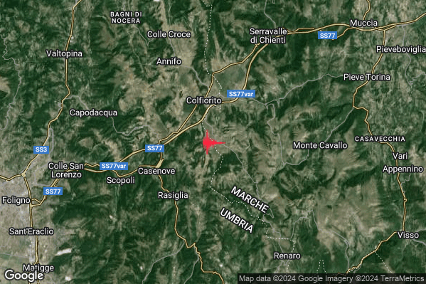 Lieve Terremoto M2.2 epicentro 8 km W Monte Cavallo (MC) alle 09:11:00 (07:11:00 UTC)