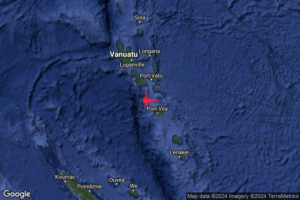 Violento Terremoto M6.3 epicentro Vanuatu Islands [Sea: Vanuatu] alle 00:23:15 (22:23:15 UTC)