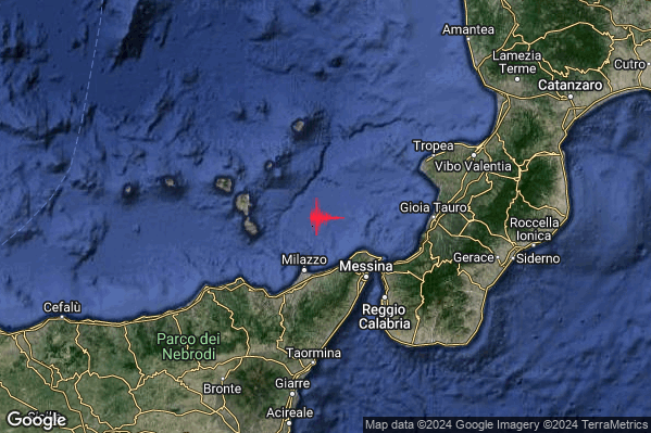 Lieve Terremoto M2.2 epicentro Tirreno Meridionale (MARE) alle 05:38:03 (03:38:03 UTC)