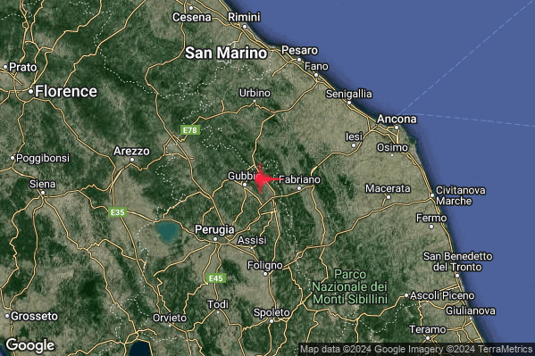 Debole Terremoto M2.4 epicentro 3 km N Costacciaro (PG) alle 22:38:26 (20:38:26 UTC)