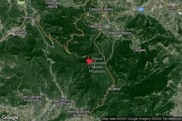 Lieve Terremoto M2.1 epicentro 7 km S Montella (AV) alle 23:18:41 (21:18:41 UTC)