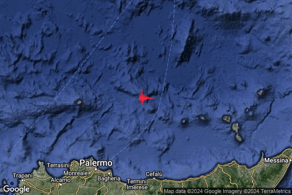 Lieve Terremoto M2.1 epicentro Tirreno Meridionale (MARE) alle 23:31:42 (21:31:42 UTC)