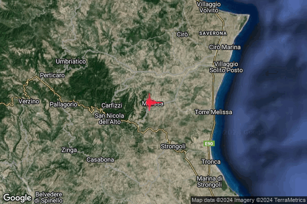 Lieve Terremoto M2.0 epicentro 1 km NE Melissa (KR) alle 16:24:34 (14:24:34 UTC)