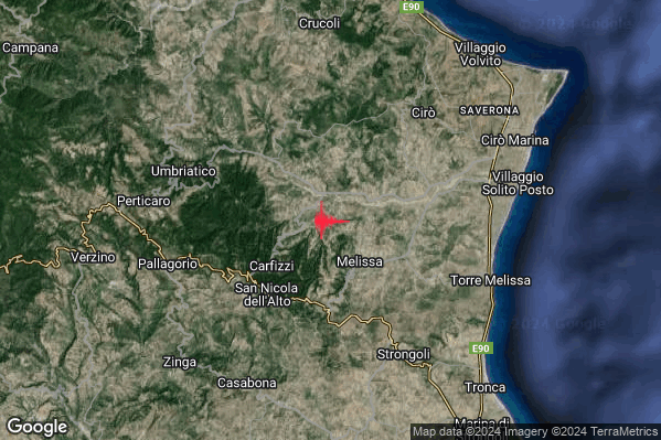 Debole Terremoto M2.5 epicentro 3 km NW Melissa (KR) alle 16:30:16 (14:30:16 UTC)