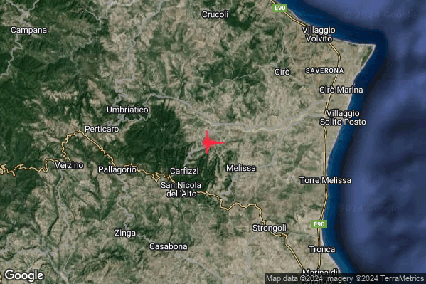 Debole Terremoto M2.3 epicentro 3 km NE Carfizzi (KR) alle 20:13:31 (18:13:31 UTC)