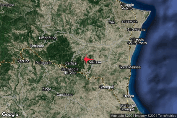 Lieve Terremoto M2.1 epicentro 1 km NW Melissa (KR) alle 21:44:13 (19:44:13 UTC)