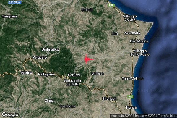 Lieve Terremoto M2.0 epicentro 4 km NW Melissa (KR) alle 00:12:18 (22:12:18 UTC)