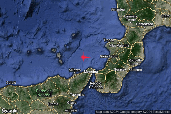 Debole Terremoto M2.5 epicentro Tirreno Meridionale (MARE) alle 09:00:47 (07:00:47 UTC)